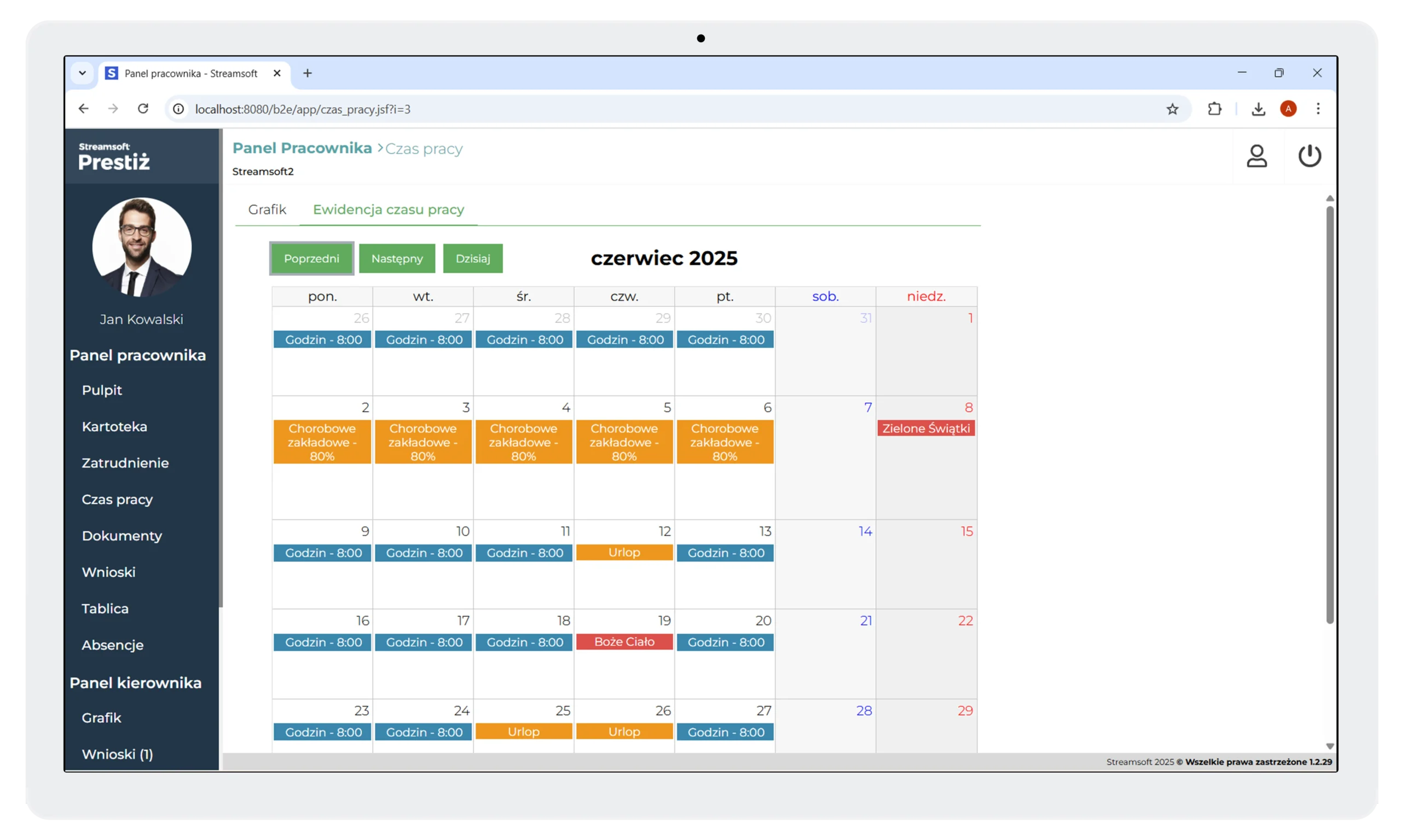Aplikacja Panel pracownika 3 Streamsoft Kraków