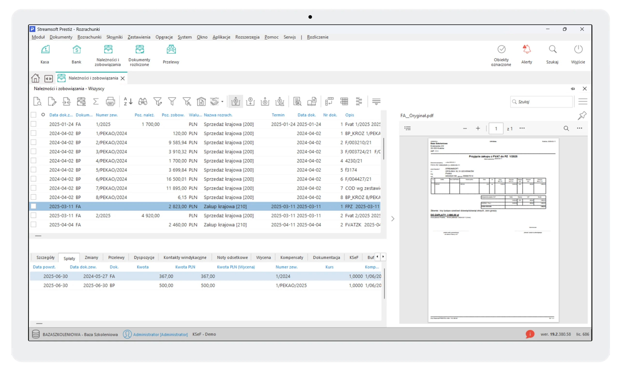 Moduł rozrachunki 1 Streamsoft Kraków