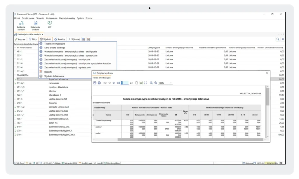 Moduł środki trwałe 1 Streamsoft Kraków